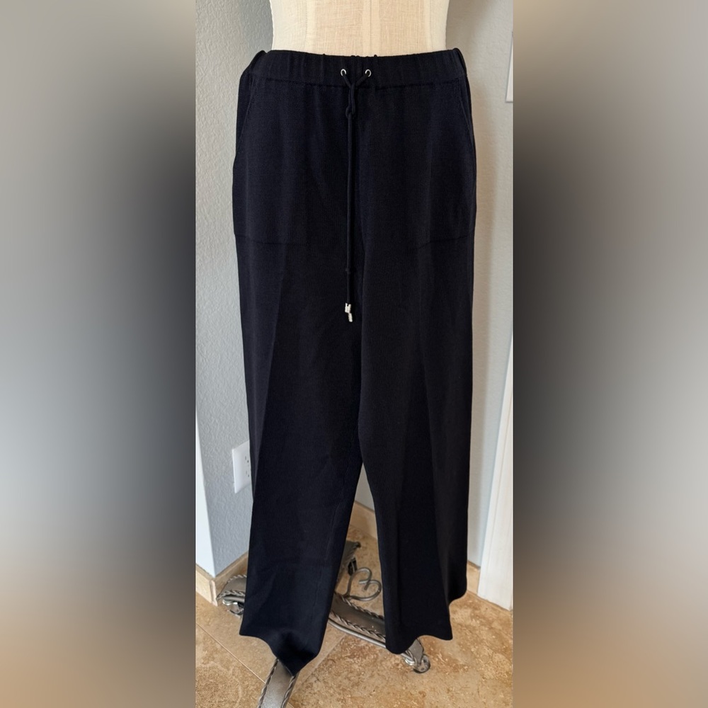 St John Sport Wool Stretch Knit Pants 2-Pockets Drawstring Medium